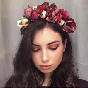 Red & Pink Flower Floral Headband Hair Accessory For Girls.